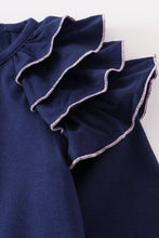 Navy snowman applique ruffle girl top - ARIA KIDS