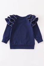 Navy snowman applique ruffle girl top - ARIA KIDS