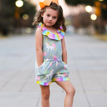 "Nola" Unicorn and Rainbows Pastel Stripe Romper - ARIA KIDS