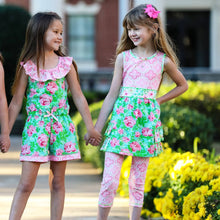 Spring Rose Shabby Chic Floral & Geometric Girls Jumpsuit Romper - ARIA KIDS