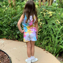 "Camille' Pastel Rainbow Tie Dye Cotton Hoodie Tank & Shorts - ARIA KIDS