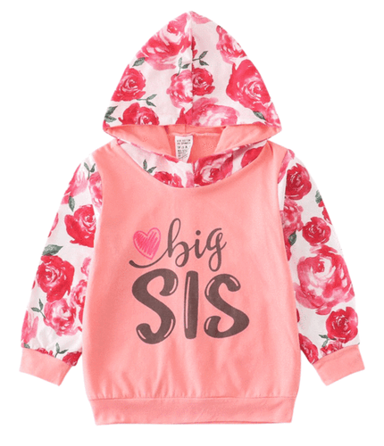 Big Sis Floral Peach Hoodie - ARIA KIDS