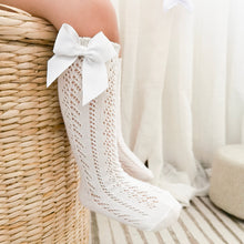 Lace cable bow knee high socks - ARIA KIDS