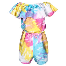 "Camille' Pastel Rainbow Tie Dye Ruffle Romper - ARIA KIDS