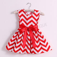 Chevron A-line Dress with Bow Tie - 3 Colors - ARIA KIDS