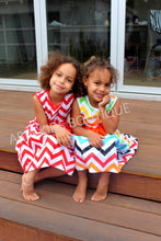 Chevron A-line Dress with Bow Tie - 3 Colors - ARIA KIDS