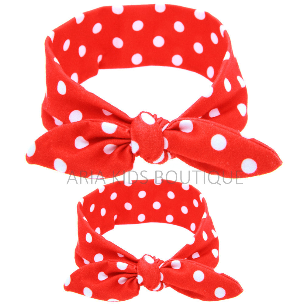 WHOLESALE CLEARANCE BUNDLE - Minnie Inspired Red & White Polka Dot Mommy and Me Headband 2-Pc Set - ARIA KIDS