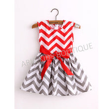 Chevron A-line Dress with Bow Tie - 3 Colors - ARIA KIDS