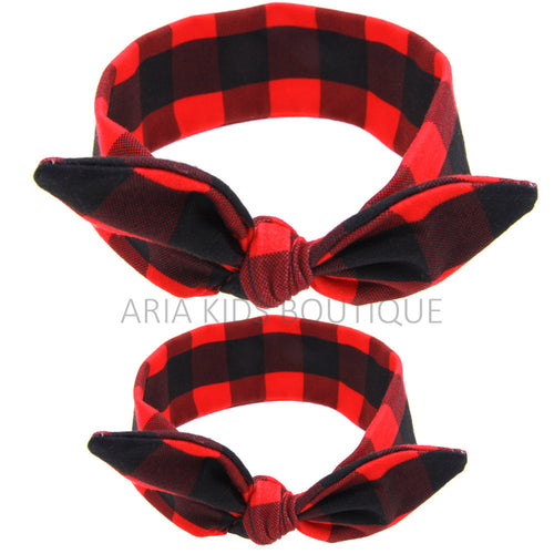 Mommy & Me Matching Headband Buffalo checks - 2 PC Set - ARIA KIDS