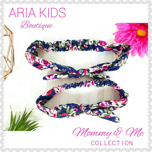 Navy Floral Mommy & Me Headband 2-Pc Set - ARIA KIDS
