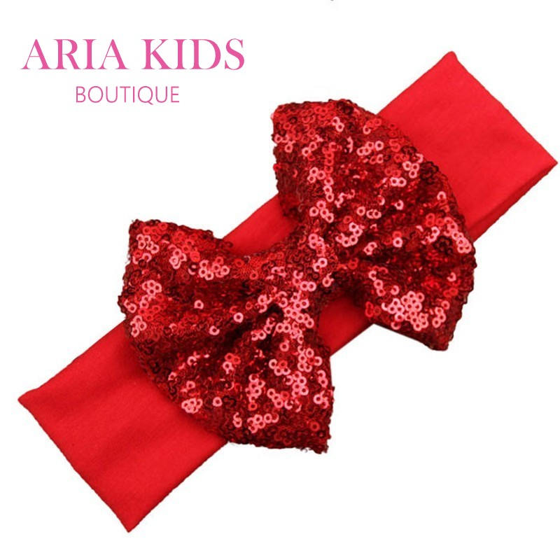 Red Sequin Bow Headband - ARIA KIDS