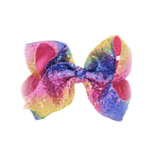 8" Jumbo Rainbow Sequins Hair Bow Clip - ARIA KIDS