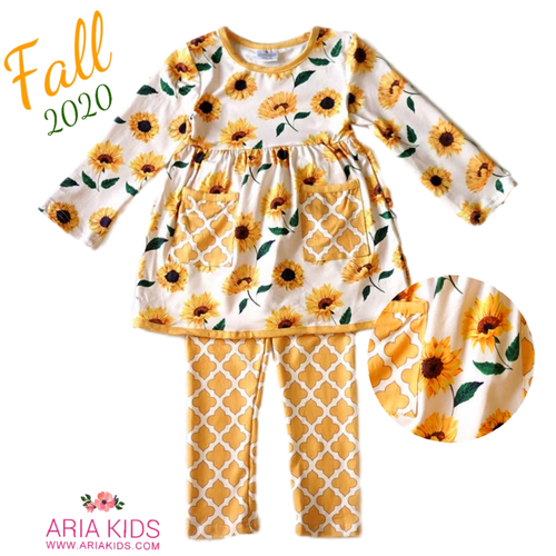 Sunflowers Pocket Tunic & Pants 2-Piece Set - ARIA KIDS