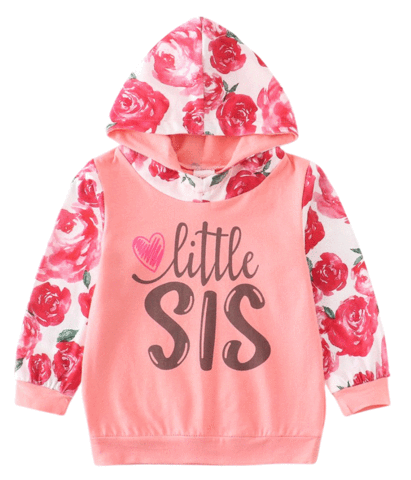 Little Sis Floral Peach Hoodie - ARIA KIDS