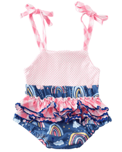 Rainbow Gingham Plaid Baby Bubble Romper - ARIA KIDS