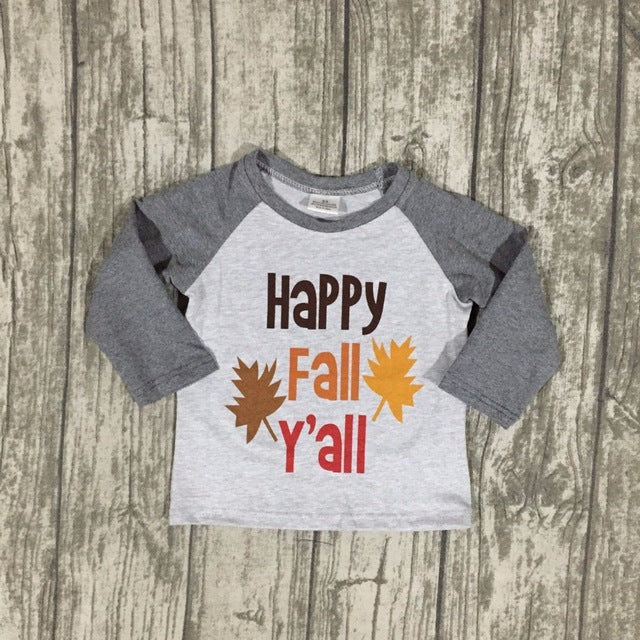 Happy Fall Y'all Boys Raglan Shirt - ARIA KIDS