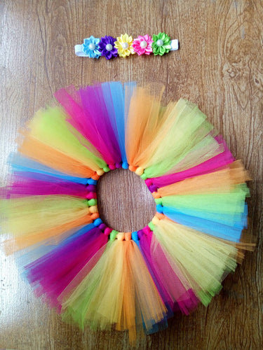 Newborn Rainbow Tutu Skirt and Headband Set - Photo Prop - ARIA KIDS