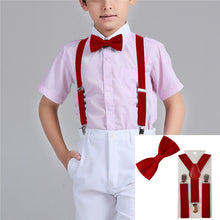 Y-Back Adjustable Elastic Boys Suspenders Bow Tie 2-PC Set - ARIA KIDS