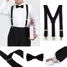 Y-Back Adjustable Elastic Boys Suspenders Bow Tie 2-PC Set - ARIA KIDS