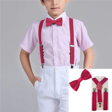 Y-Back Adjustable Elastic Boys Suspenders Bow Tie 2-PC Set - ARIA KIDS