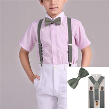 Y-Back Adjustable Elastic Boys Suspenders Bow Tie 2-PC Set - ARIA KIDS