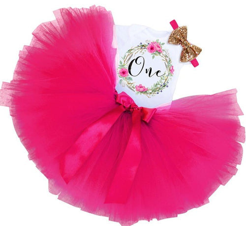 Floral Wreath 1st Birthday Tutu Outfit - 4 Colors - ARIA KIDS