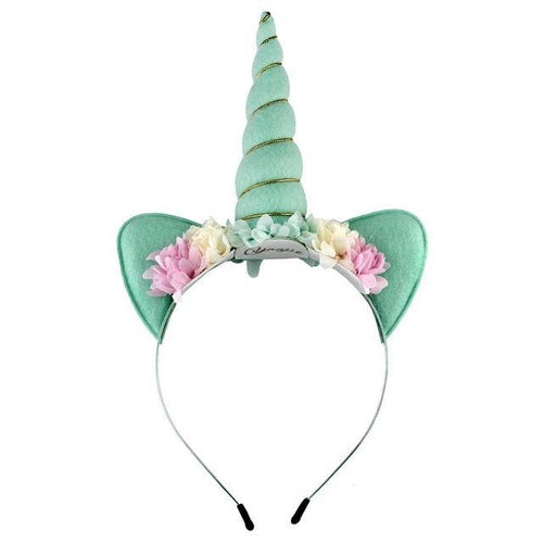Mint Unicorn Floral Headband - ARIA KIDS