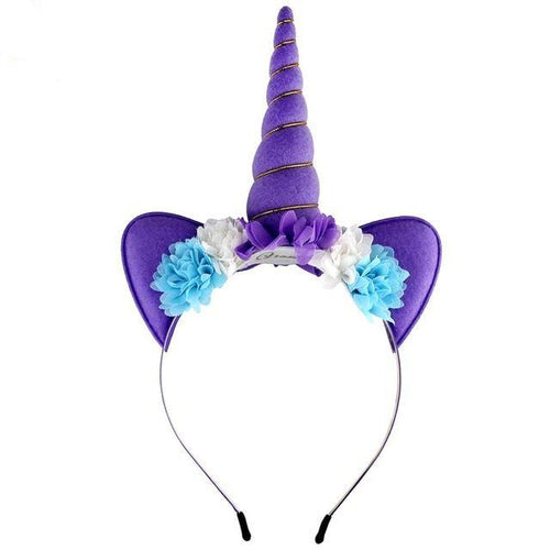Purple Unicorn Party Floral Headband - ARIA KIDS