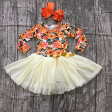 Autumn Floral Tutu Dress with 5" Hair Bow Clip - ARIA KIDS