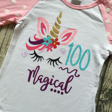 Magical Unicorn 100 Days Girls Ruffle Raglan Shirt - ARIA KIDS