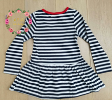 Cassie Navy/White Stripe Red Bow Tunic Dress - ARIA KIDS