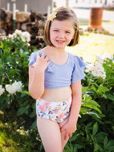 Mommy & Me Blue Floral Ruffle Swimsuits - ARIA KIDS