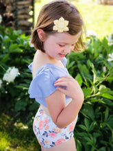 Mommy & Me Blue Floral Ruffle Swimsuits - ARIA KIDS