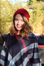Navy ARIA Mommy and Me Plaid Poncho 2-Pc Gift Set - ARIA KIDS